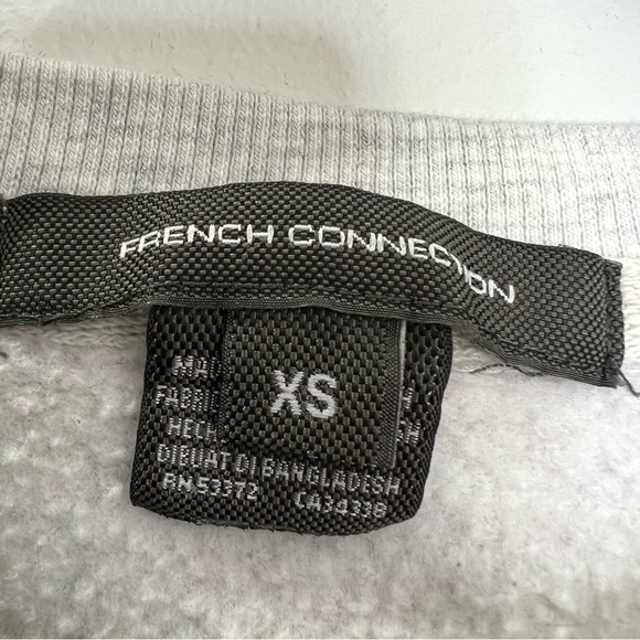 French Connection Heathered Grey Bull Dog Crew Neck Cropped Sweatshirt XS - Picture 6 of 8